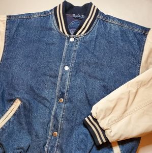 Vintage | Color Block Jean Khaki Bomber Jacket 90s